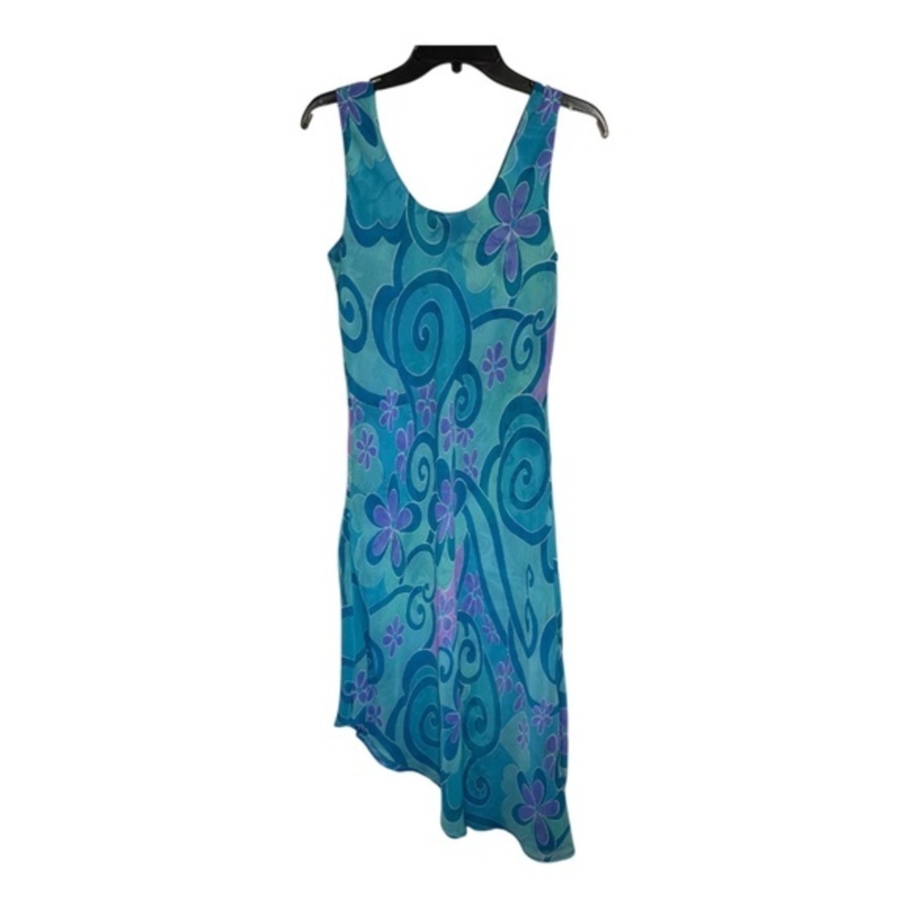 Nikky M Dress Womens Size Medium Blue Asymetrical Hem Floral Chiffon Sleeveless